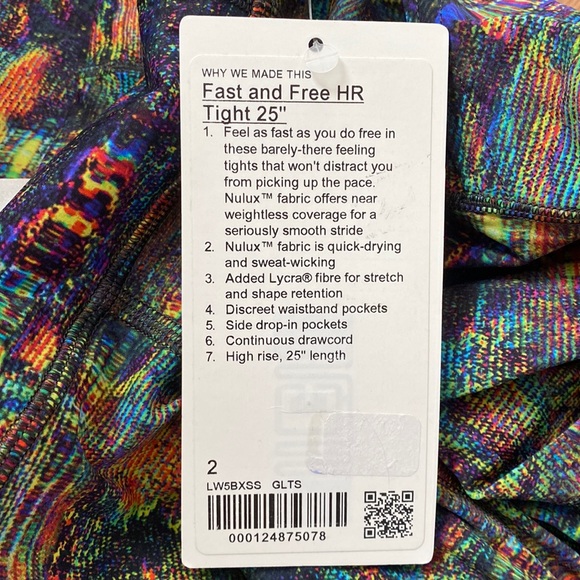❤️ Lululemon Fast & Free 25” Print Legging Size 2 NWT - Picture 3 of 7